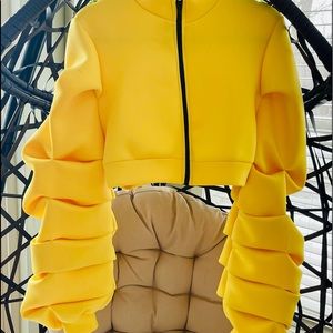 YELLOW CROPPED JACKET